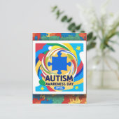 Autismus Bewusstsein Herz April Monat Postkarte (Stehend Vorderseite)