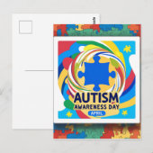 Autismus Bewusstsein Herz April Monat Postkarte (Vorne/Hinten)