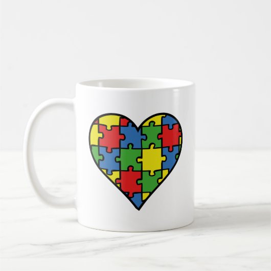 Autismus Bewusstsein Herz Kaffee Tasse (Links)