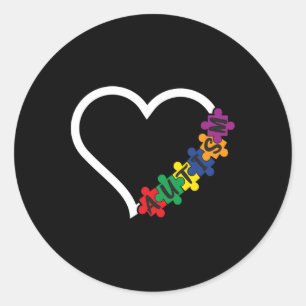 Autismus Bewusstsein Herz Puzzle Piece Support Aut Runder Aufkleber