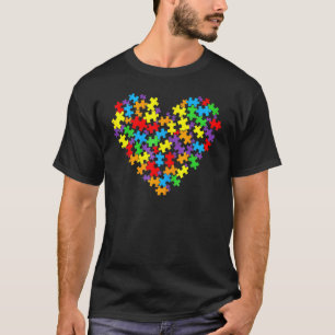 Autismus-Bewusstsein Herz Valentinstag Puzzleteil T-Shirt