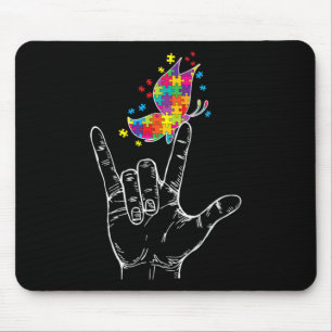 Autismus-Bewusstsein Ich liebe dich Asl Hand Gebär Mousepad