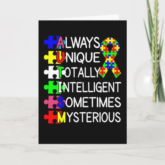 Autismus Bewusstsein immer einzigartig Karte (Vorderseite)