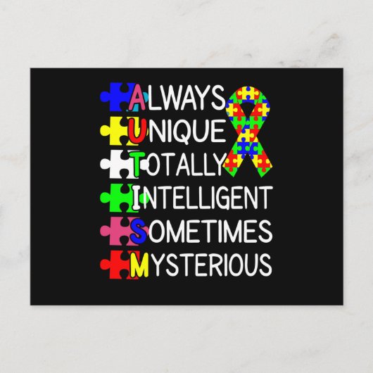 Autismus Bewusstsein immer einzigartig Postkarte (Vorderseite)