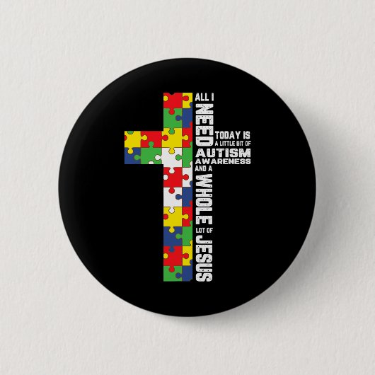 Autismus Bewusstsein Jesus Kreuz Puzzle Cool Chris Button (Vorderseite)