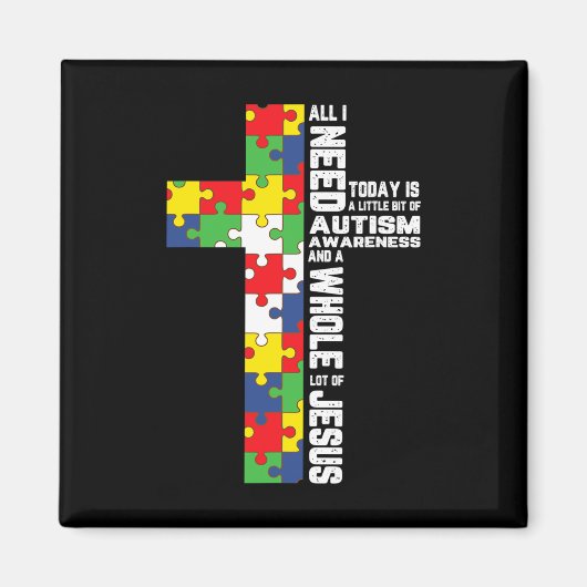Autismus Bewusstsein Jesus Kreuz Puzzle Cool Chris Magnet (Vorne)