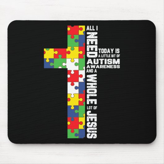 Autismus Bewusstsein Jesus Kreuz Puzzle Cool Chris Mousepad (Vorne)