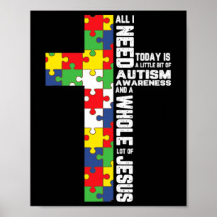 Autismus-Bewusstsein Jesus-Kreuz-Puzzle Cool Chris Poster