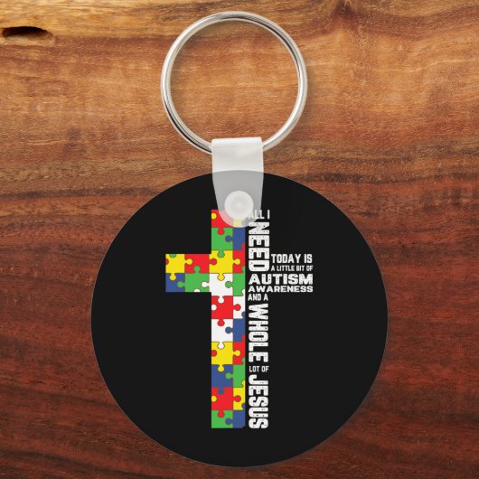 Autismus Bewusstsein Jesus Kreuz Puzzle Cool Chris Schlüsselanhänger (Vorderseite)