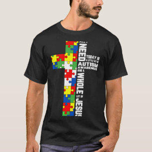 Autismus-Bewusstsein Jesus Kreuz Puzzle Cool Chris T-Shirt