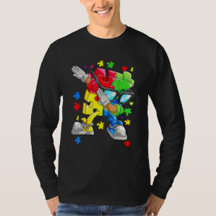 Autismus Bewusstsein Jungen Kinder Dabbing Puzzle  T-Shirt
