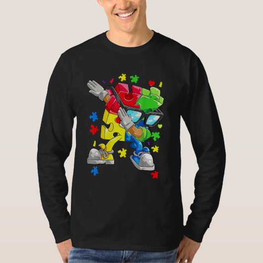Autismus Bewusstsein Jungen Kinder Dabbing Puzzle T-Shirt (Vorderseite)