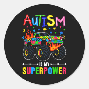Autismus-Bewusstsein Jungen Monstertruck Kinder Mä Runder Aufkleber