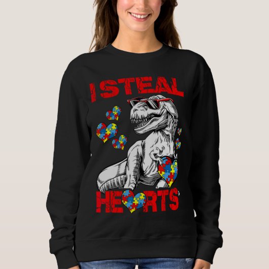 Autismus Bewusstsein Kinder Dinosaurier Rex I Stea Sweatshirt (Vorderseite)