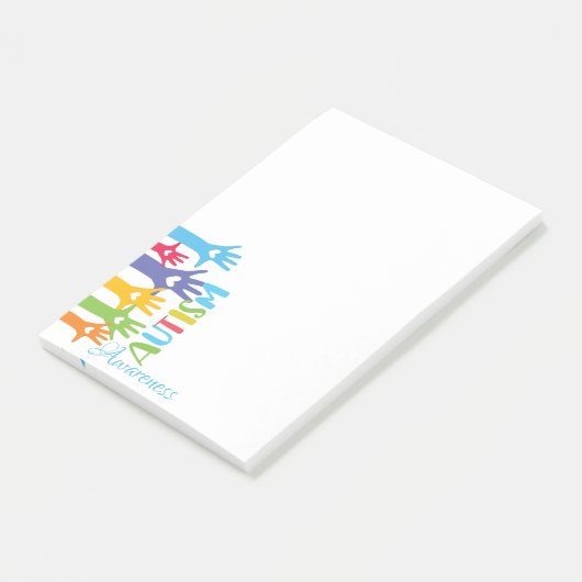 Autismus Bewusstsein Kinder Liebe Hände Post-it Klebezettel (angewinkelt)