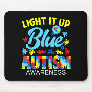 Autismus-Bewusstsein leuchte blaues Puzzle Glühbir Mousepad