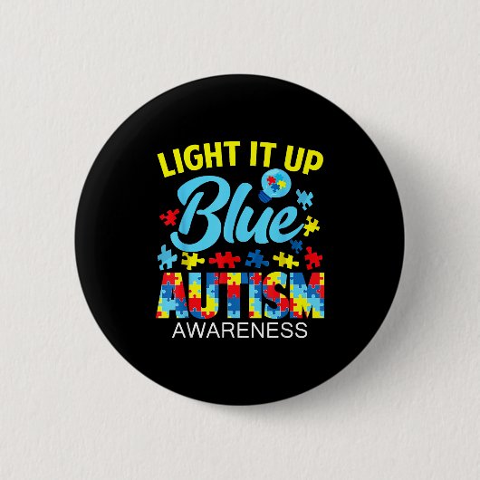 Autismus-Bewusstsein leuchte blaues Puzzle Lichtbi Button (Vorderseite)