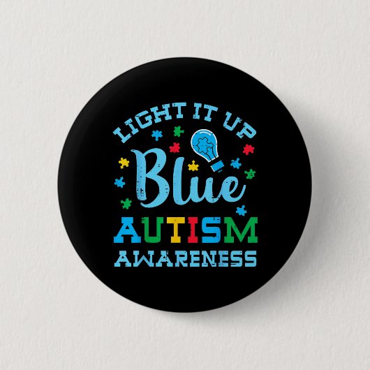 Autismus-Bewusstsein Licht Erhellt Blau ASD Unters Button (Vorderseite)