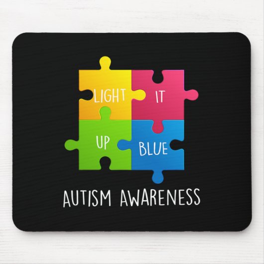 Autismus Bewusstsein Licht es auf blau Mousepad (Vorne)
