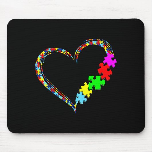 Autismus-Bewusstsein Liebesherz-Puzzleteil-Geschen Mousepad (Vorne)