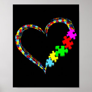 Autismus-Bewusstsein Liebesherz-Puzzleteil-Geschen Poster