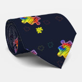 Autismus Bewusstsein Lila Gelbe Puzzles Krawatte (Gerollt)