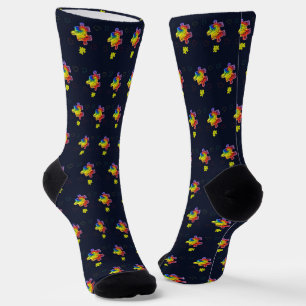 Autismus-Bewusstsein Lila Gelbe Puzzles Socken