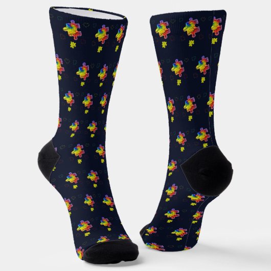 Autismus-Bewusstsein Lila Gelbe Puzzles Socken (Gewinkelt)