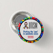 Autismus-Bewusstsein lustig Button (Vorne & Hinten)