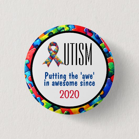 Autismus-Bewusstsein lustig Button (Vorderseite)