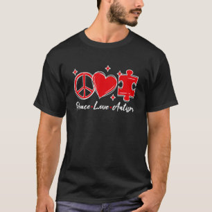 Autismus-Bewusstsein Lustig Frieden Liebe Puzzle K T-Shirt