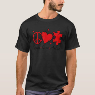 Autismus-Bewusstsein Lustig Frieden Liebe Puzzle K T-Shirt