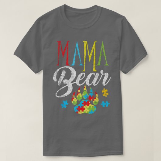 Autismus Bewusstsein Mama Bären Puzzle Piece Premi T-Shirt (Design vorne)