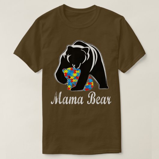 Autismus Bewusstsein Mama Bären Unterstützung Auti T-Shirt (Design vorne)