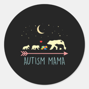 Autismus Bewusstsein Mama Bear 4 Cubs Autism Mama Runder Aufkleber