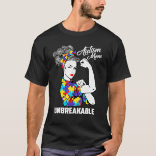 Autismus-Bewusstsein-Mama-Unordentlicher-Dutt-Auti T-Shirt