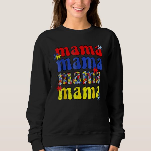 Autismus Bewusstsein Mama Vintag Puzzle Piece Auti Sweatshirt (Vorderseite)