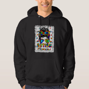 Autismus Bewusstsein Mamaw Leben Messy Bun gebleic Hoodie