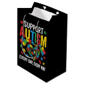 Autismus-Bewusstsein Mittlere Geschenktüte (Vorderseite Schrägansicht)