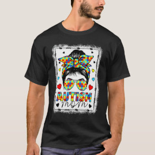 Autismus-Bewusstsein Mom Leben Unordentlicher Knot T-Shirt