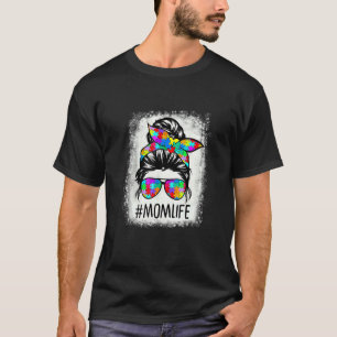 Autismus-Bewusstsein Momlife Unordentlicher Dutt P T-Shirt