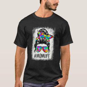 Autismus-Bewusstsein Momlife Unordentlicher Dutt P T-Shirt