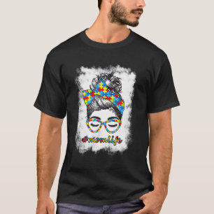 Autismus-Bewusstsein Momlife Unordentlicher Dutt P T-Shirt
