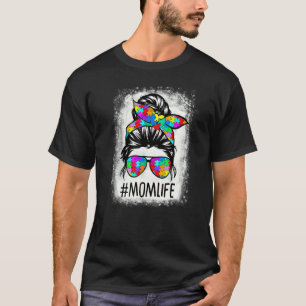 Autismus-Bewusstsein Momlife Unordentlicher Dutt P T-Shirt