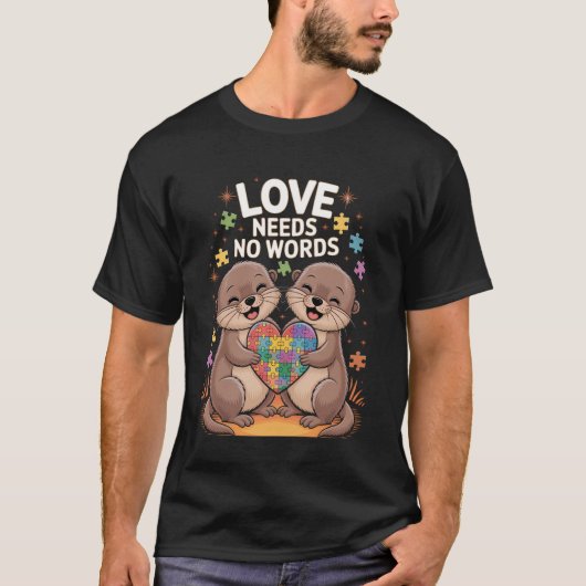 Autismus Bewusstsein Monat Otter Akzeptanz Neurodi T-Shirt (Vorderseite)