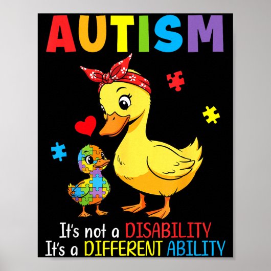Autismus-Bewusstsein Mutter Ente Unterschiedliche  Poster (Vorne)
