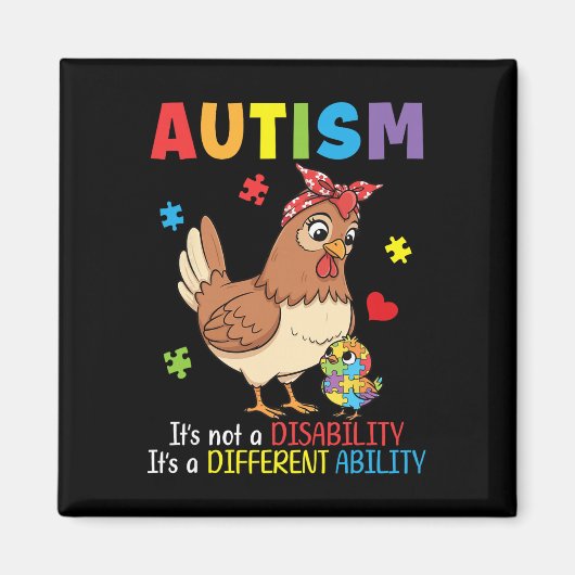 Autismus-Bewusstsein Mutter Huhn Andersfähigkeit Magnet (Vorne)