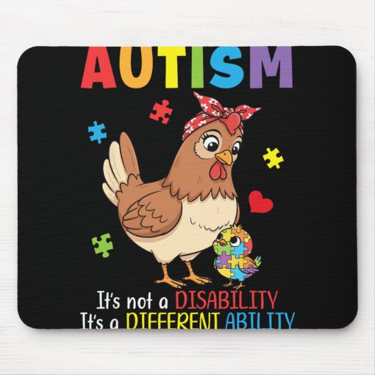 Autismus-Bewusstsein Mutter Huhn Andersfähigkeit Mousepad (Vorne)