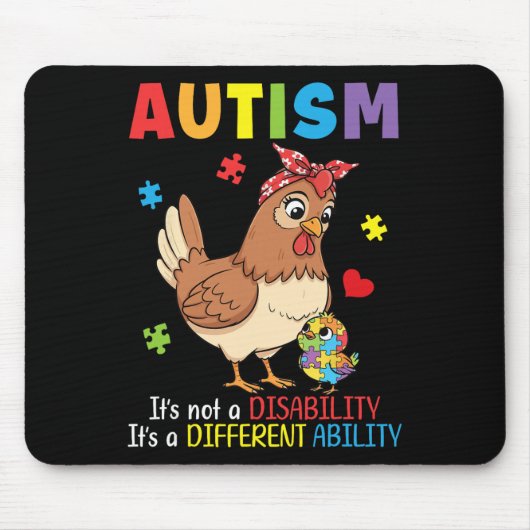 Autismus-Bewusstsein Mutter Huhn Andersfähigkeit Mousepad (Vorne)