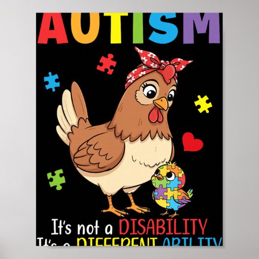Autismus-Bewusstsein Mutter Huhn Andersfähigkeit Poster (Vorne)